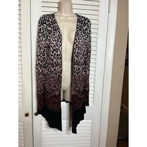 Joseph A pink‎ black brown leopard print cardigan M Excellent Pockets